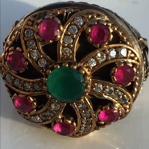 Antique 1930 sterling silver ring genuine stones